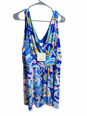 PAPPAGALLO-Bright Blue Floral Dress SIZE XL